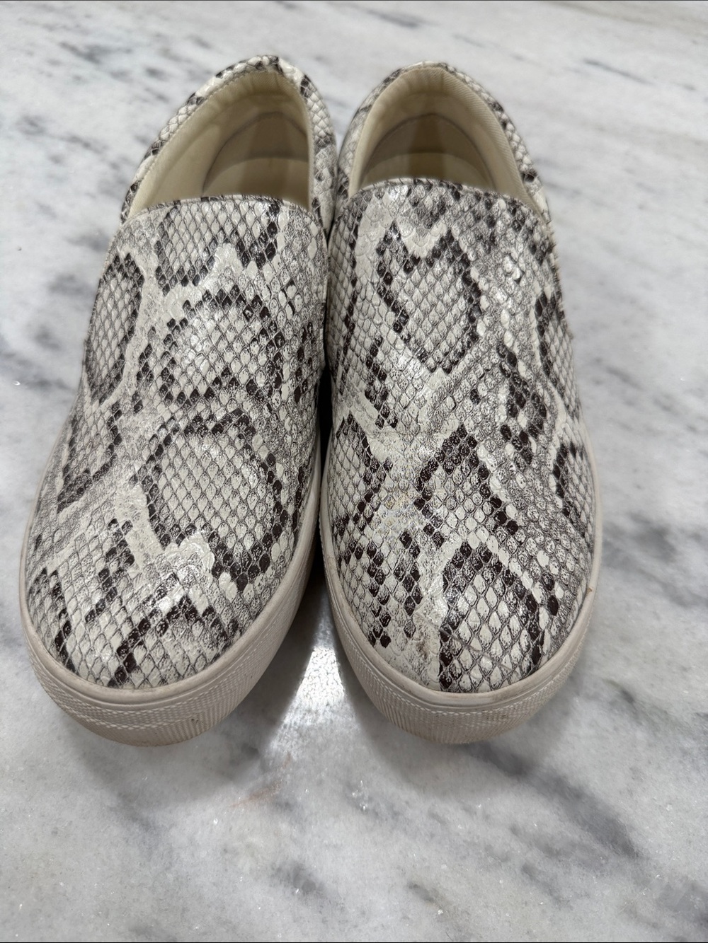 Steve Madden Neutral Snakeskin Slip-On Sneakers